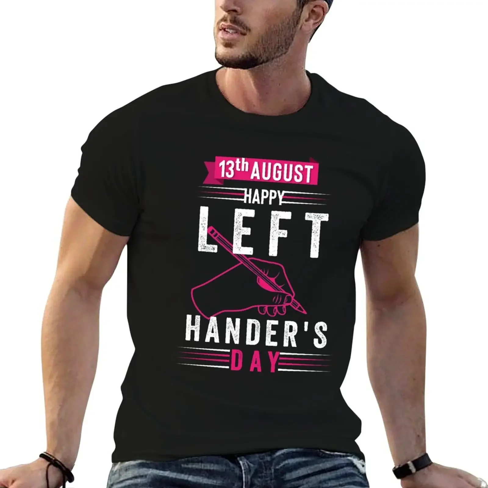 Футболка 13 августа Happy Left Hander's Day футболка с аниме одежда в стиле футболки для