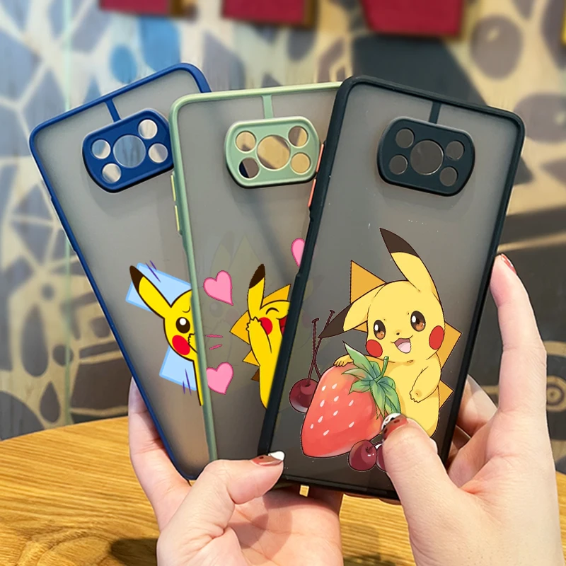 

Anime Pikachu For Xiaomi Mi 11T 11 10 Ultra Pro Lite Note10 Poco X3 F3 GT NFC M3 Frosted Translucent Phone Case