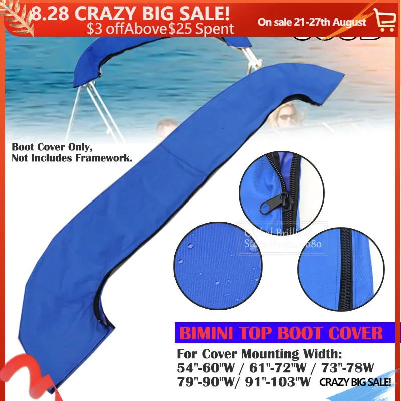 600D 3/4 лук Bimini Top крышка багажника без рамки яхты на молнии Зимний снег солнцезащитный Пылезащитный Водонепроницаемый чехол морские аксессуары