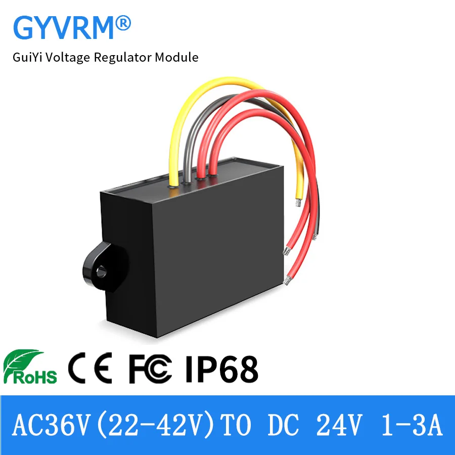 

GYVRM AC36V to DC24V 3A Maximum Power 72W Power Converter AC22V 24V 28V 36V 42V to DC24V 1A 2A 3A AC to DC Power Module IP68
