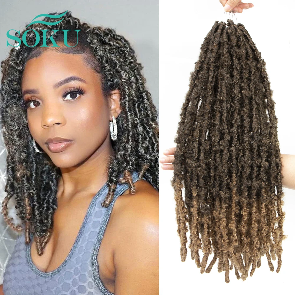 

Pre-looped Distressed Butterfly Locs Ombre Long Synthetic Braids Hair Extension For Black Women SOKU Faux Locs Crochet Braid