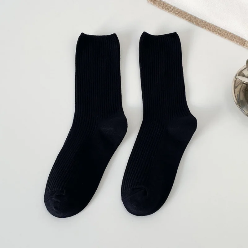 Solid Color Socks Mid Tube Knitted Japanese Korean Loose Long Stockings Girl Ins Retro Soft Fashion Trend Spring Autumn Socks