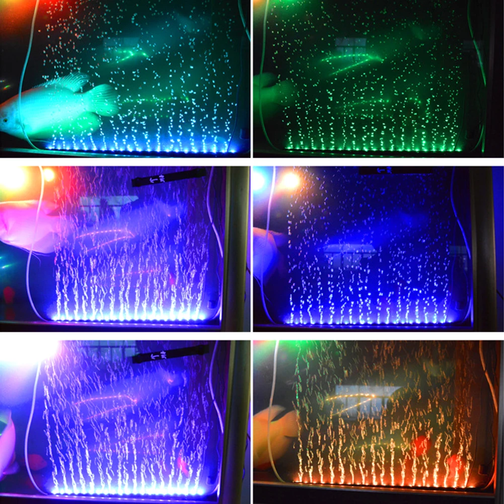 

Color Changing Underwater Tool Fish Tank LED Air Bubble Light US Plug Easy Install Bar Waterproof Full Submersible
