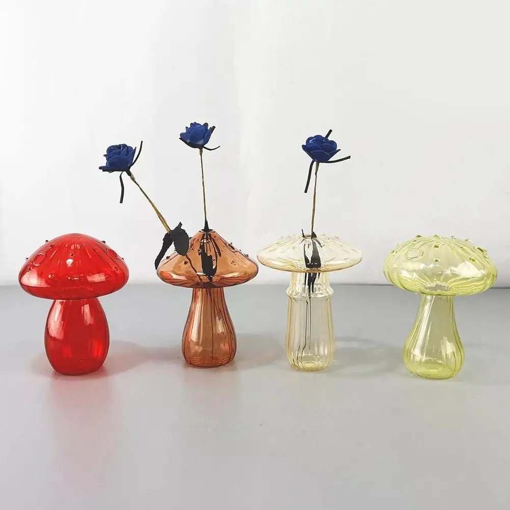 

Nordic Mushroom Glass Aromatherapy Bottle Hydroponics Desktop Living Vase Ornament Room Office Decoration Home