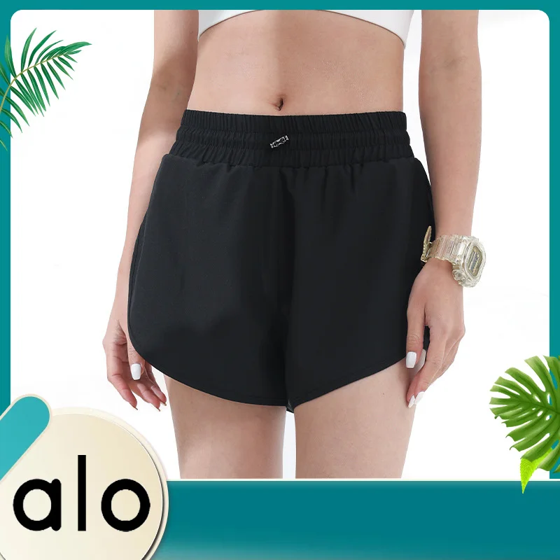 

ALO YOGA 2022 Summer New Three-color Elastic Waist Women Shorts Breathable Quick-drying Fitness Leisure Running Yoga Clothes