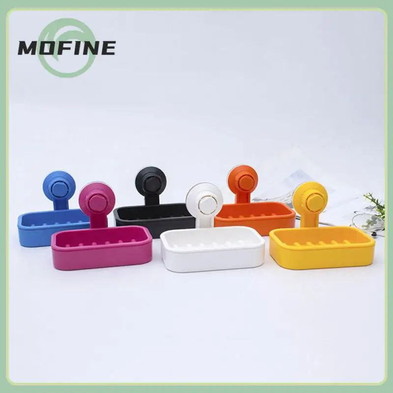 

1pc Durable Soap Box Good Drainage Suction Wall Soap Holder Convenient Solid Large Soap Rack Suction Cup Soap Box Polychromatic