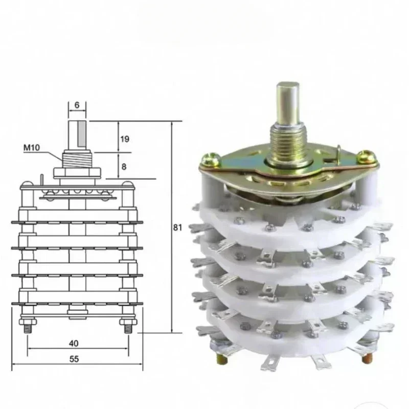 1 шт. KCT 1-4 колода диапазона селектор поворотного переключателя