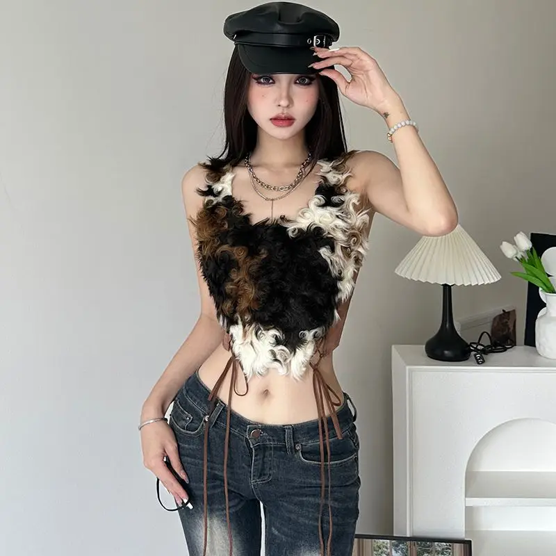 Шикарная модная американская уличная одежда Hikigawa винтажная пушистая Лоскутная