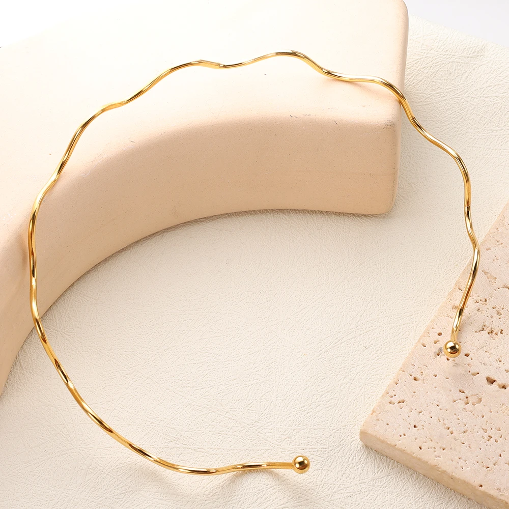 Женский комплект из колье и серёг нержавеющей Простой набор сережек-чокеров