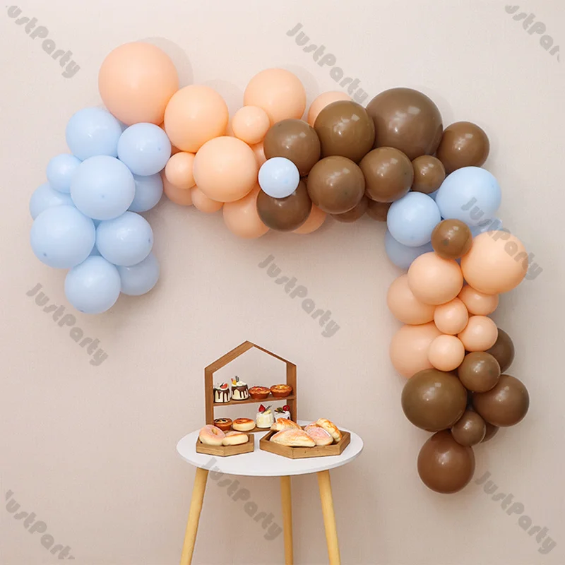 

117pcs Birthday Party Balloon Garland Arch Kit Blue Cream Peach Caramel Balloons Decorations Baby Shower Wedding Bride Supplies