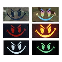 infrared ir evil smiley face patch nylon material reflective infrared luminous armband tactical patch hook and loop