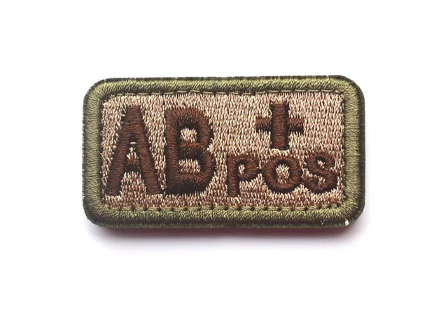 Full Embroidery Blood Type Patches Hook Loop Cloth Mark Label POS+ NEG- Tactical Arm Badge ABO First Aide Medical Sign Sticker 5
