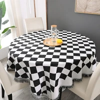 breakfast table chenille classic black and white checkerboard square round table dining coffee cloth tablecloth manufacturers