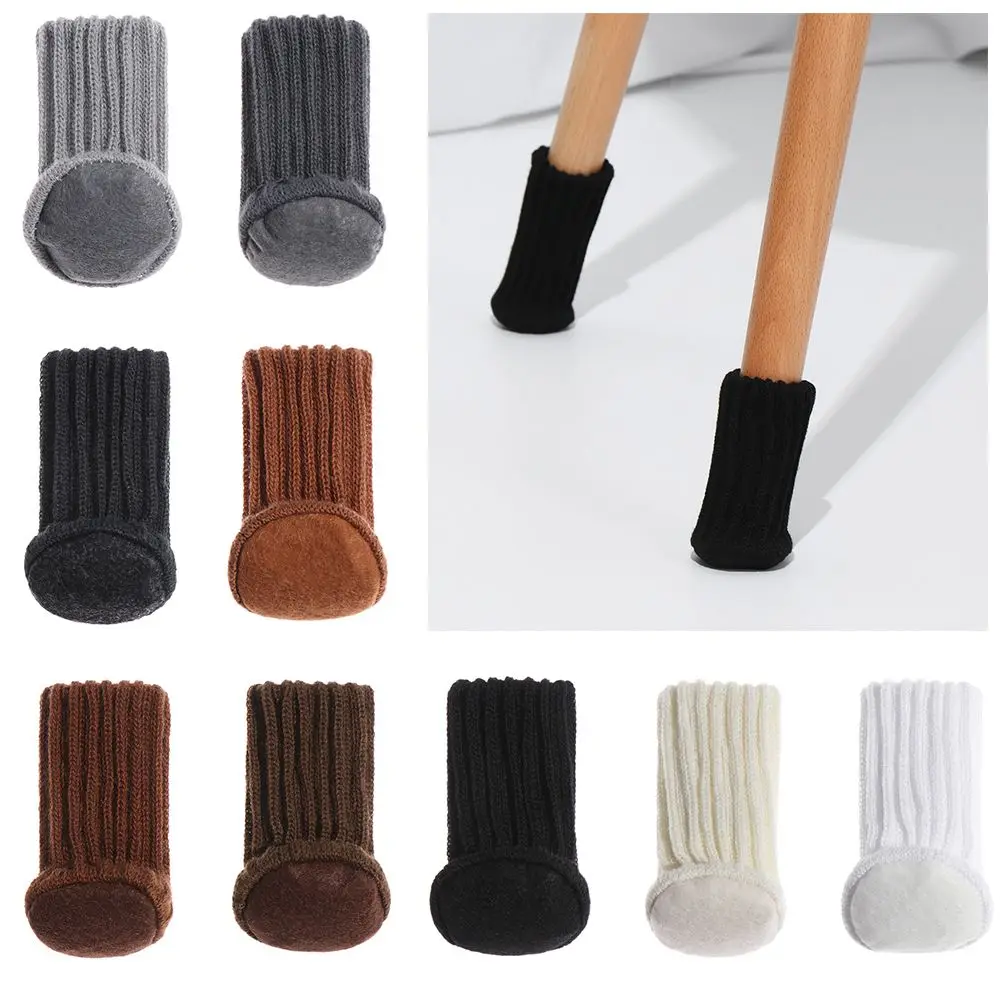 4PCS Knitted Chair Leg Socks Furniture Table Feet Leg Floor Protectors Covers Floor Protection Pads Moving Noise Reduction
