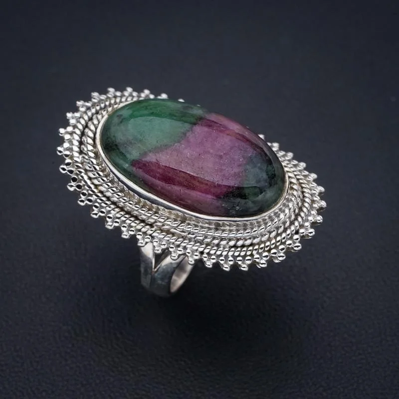 

StarGems Ruby Zoisite Handmade 925 Sterling Silver Ring 7 F1323