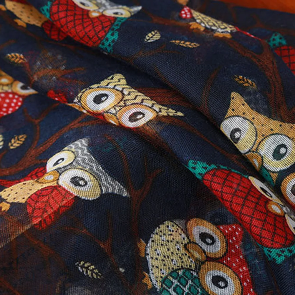 Легкий прозрачный шарф с рисунком совы для женщин и девочек повседневная шаль