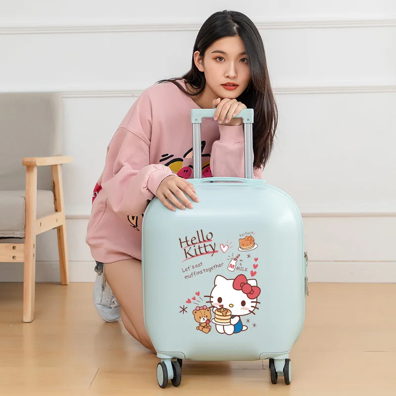 

18 Inch Child Password Suitcase Sanrioed Kittys Cinnamoroll Anime Luggage Cartoon Travel Rolling Trolley Case