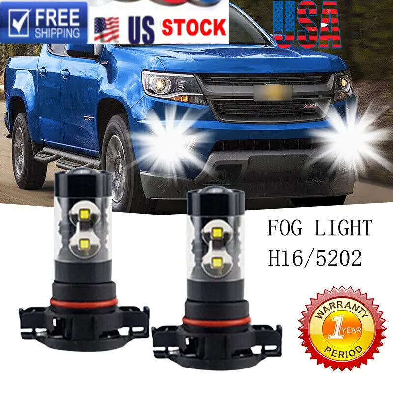 

2x H16 5202 100 Вт светодиодсветодиодный противотумансветильник ры для Chevy Silverado 2500 3500 HD 2007-2019