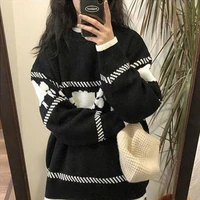 women cartoon print autumn winter knitted sweater harajuku jumper 2021 female loose casual pullover ins cute sweaters knitwear