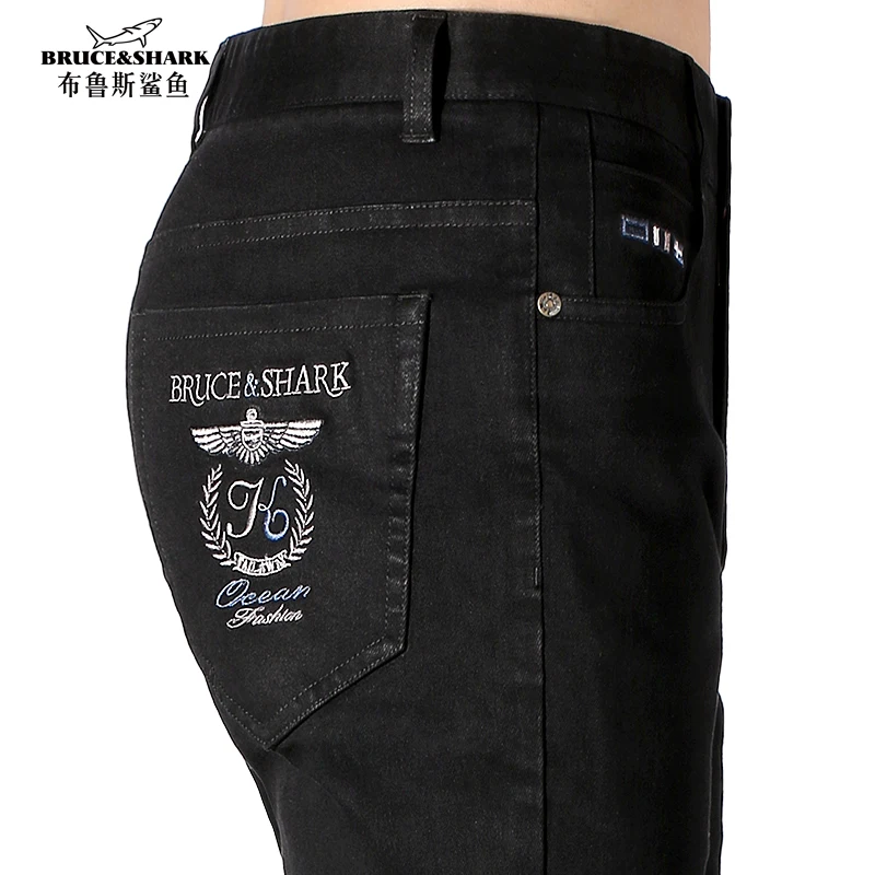

New Men's Jeans Winter Bruce&Shark Fashion Casual Thicken Black Jeans Straight Leg Strech Cotton Soften jeans for men big size