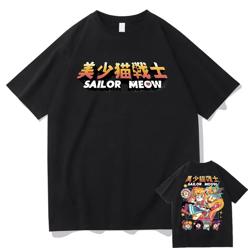 

Anime Sailor Meow Graphic Print Tshirt Men Women Funny Cute Kawaii T-shirt Tops Woman Fashion Oversized T Shirt Streetwear Gift