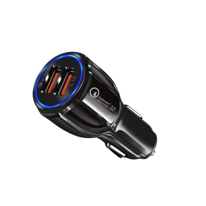 Sales Promotion Car charger QC3.0 Dual USB Fast Charging For Mobile Phone Ipad Iphone 2 Ports Cigarette Lighter Chargers |