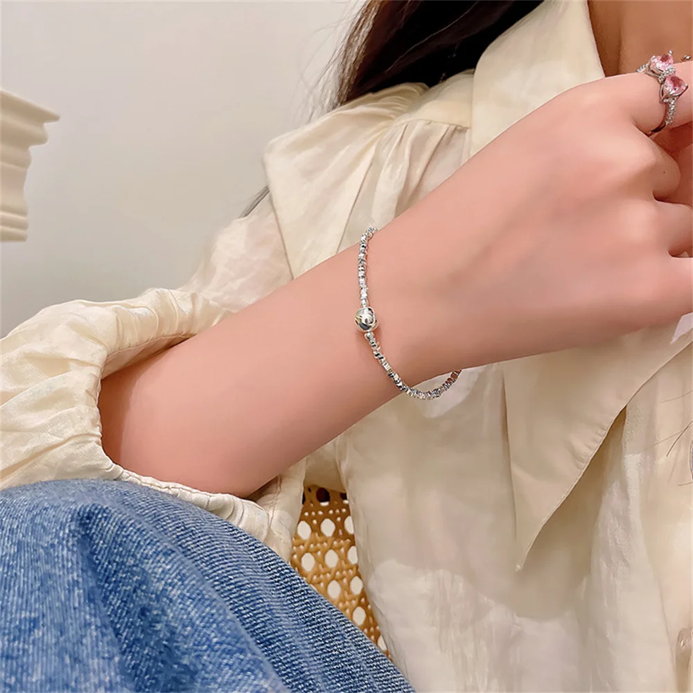 

NCEE Light Luxury Niche Broken Silver Bracelet Women's Ins Trendy Geometric Beads Beaded Bracelet Jewelry Gift