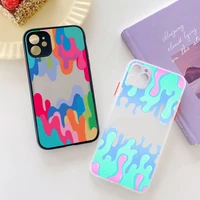 melted colorful painting phone case for iphone x xr xs 7 8 plus 11 12 13 pro max 13mini translucent matte case