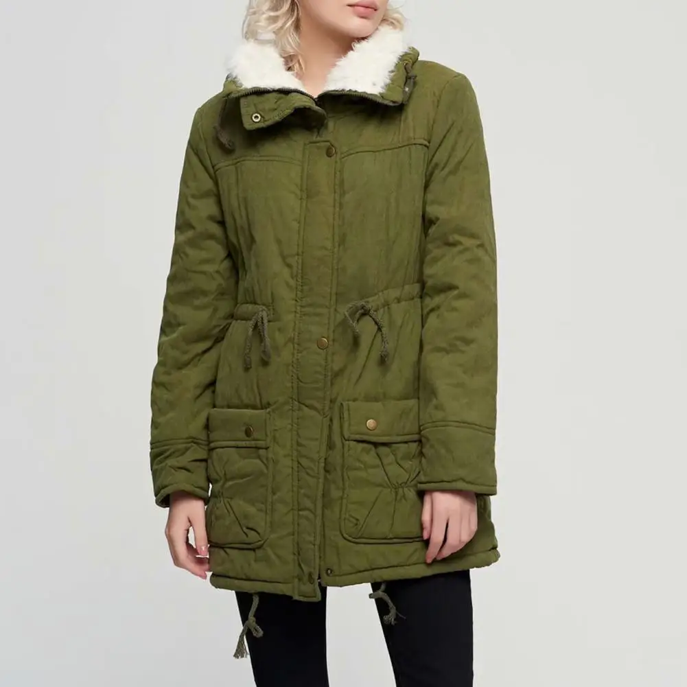 

Washable Beauty Fine Stitching Winter Jacket Polyester Women Winter Coat Lapel Design for Daily Wear