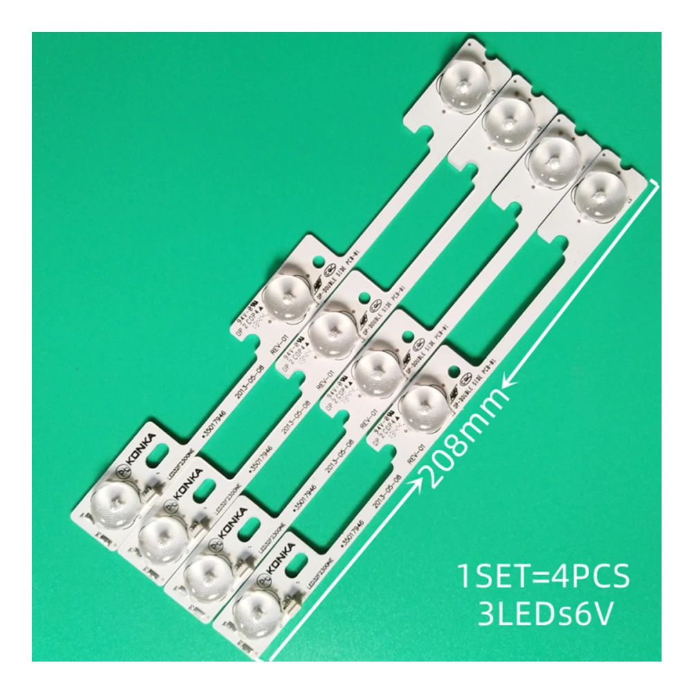 Новый комплект, 4 шт., 3 светодиода, 6 в, 208 мм, фотоподсветка для KONKA LED32F2300NE, LED32F2300FX 35017946 35017947