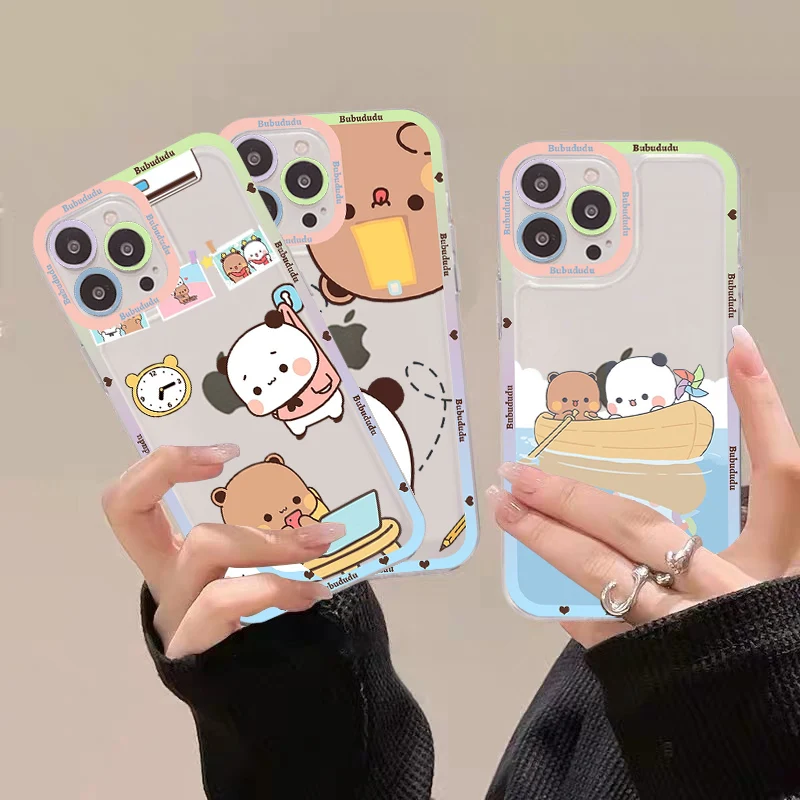 

Bubududu Panda Phone Case For iPhone 13 14 Pro Max XS XR 12 11 Pro 13 Mini 6 7 8 Plus Soft Clear Back Cover