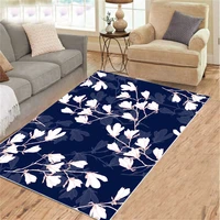 romantic flowers simple style carpet green leaf blue floral pattern carpet room floor printed carpet bedroom carpet