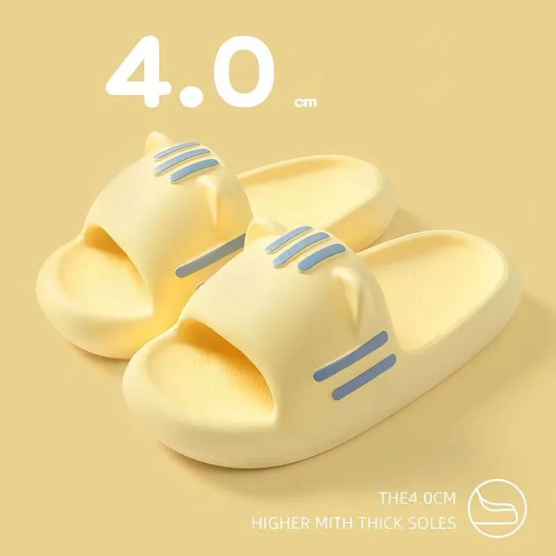 Cute Cat Sandals Women Men Summer Home Shoes Soft Thick Sole Indoor Bathroom Slides for Couples Cartoon Beach Slippers
