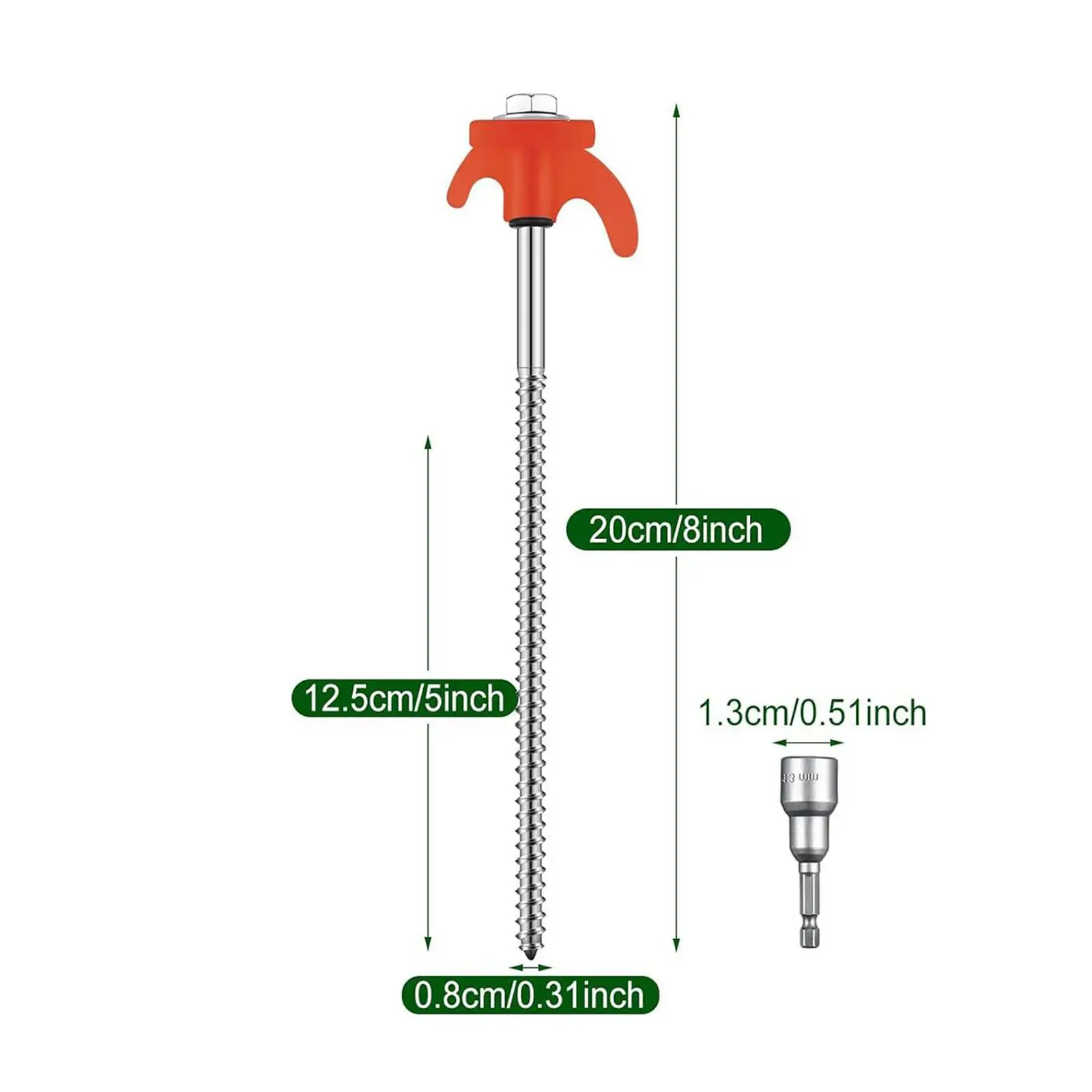 8 винтовых колышек анкеры для палатки шипы колья с шестигранной головкой и сумкой