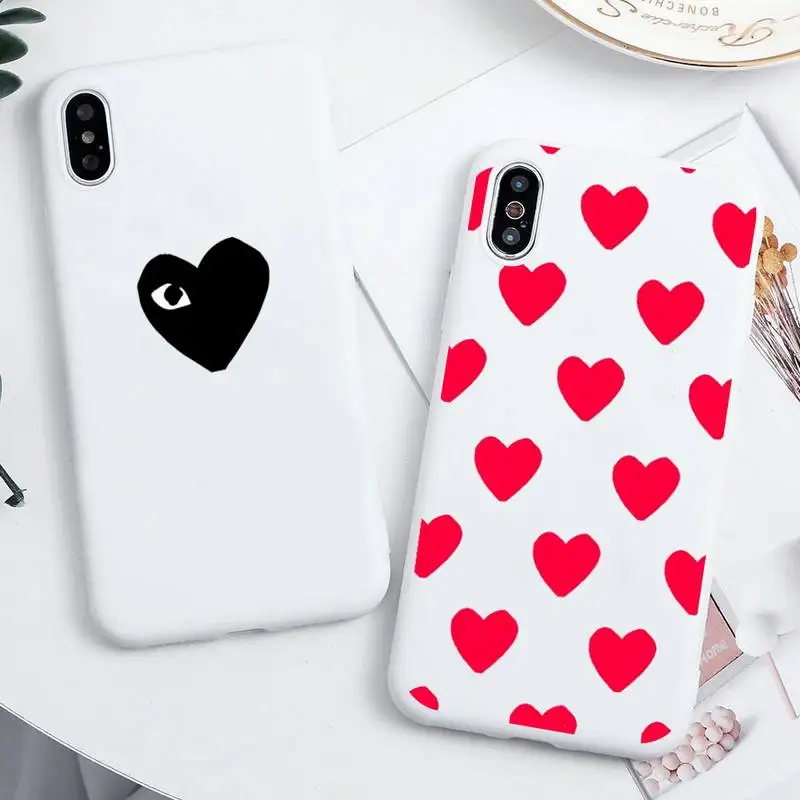 

Japan Heart brand Phone Case For iphone 13 12 11 Pro Max Mini XS 8 7 6 6S Plus X SE 2020 XR Candy white Silicone cover