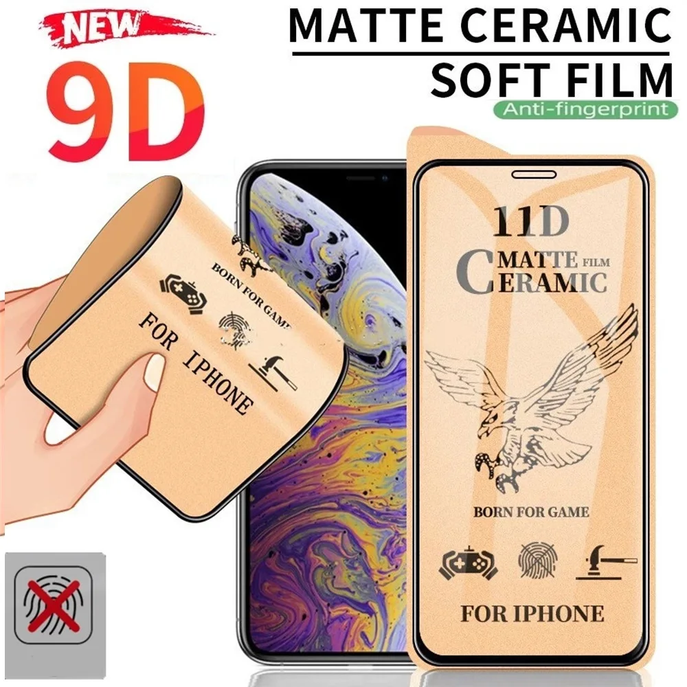 50pcs 9D Matte Soft Ceramic Protective Film For iPhone 14 13 12 11 Pro Max XR XS Max 8 7 6 Plus SE Full Cover Screen Protector
