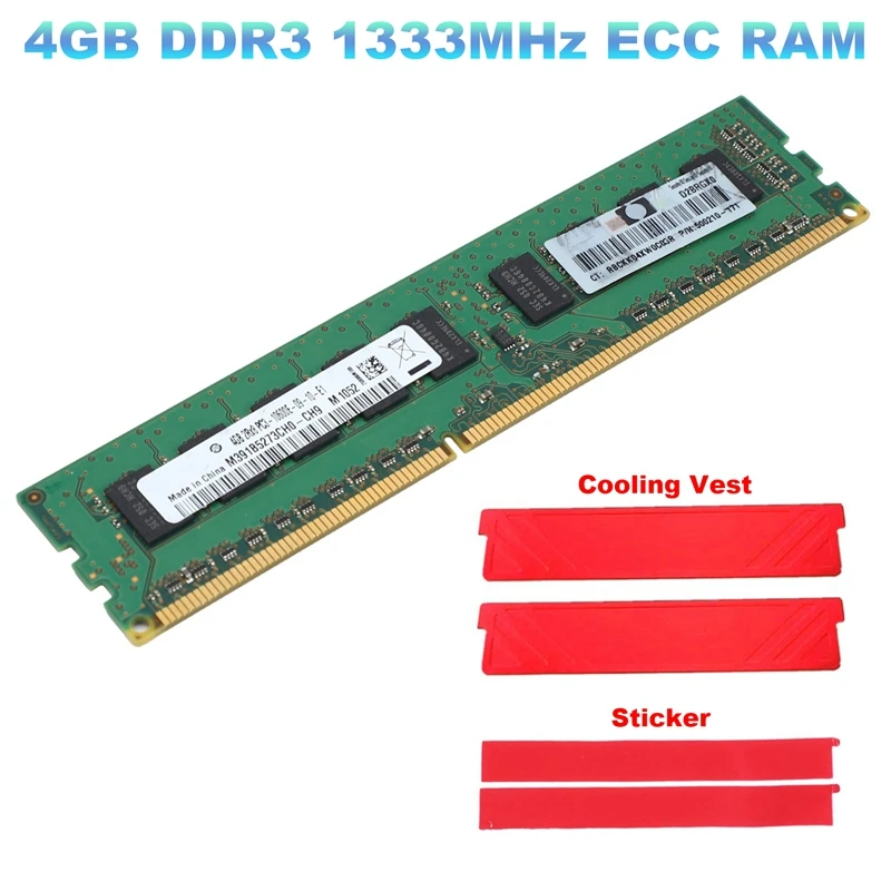 

Оперативная память ECC 4 Гб DDR3 1333 МГц + охлаждающий жилет 2RX8 PC3-10600E 1,5 В ОЗУ без буфера для серверной рабочей станции