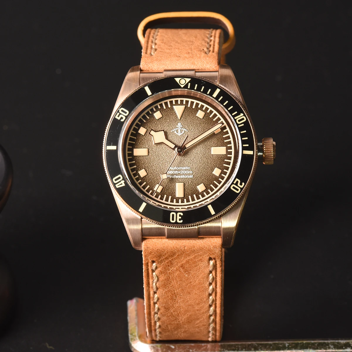 Hruodland 39 мм ретро модные повседневные мужские автоматические часы с сапфировым