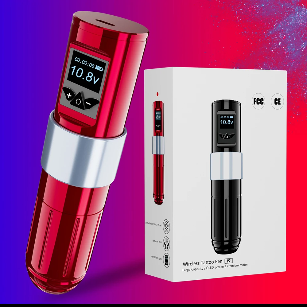 Bolígrafo inalámbrico para máquina de tatuaje, bolígrafo con batería giratoria, paquete de energía portátil de 1700 Mah, pantalla LED Digital para arte corporal