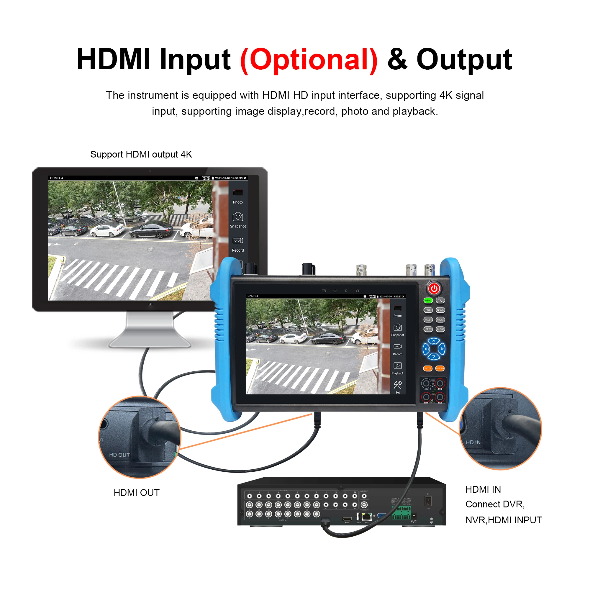 Фото Многофункциональный тестер IP-камер 8K H.265 8MP AHD/TVI/CVI/SDI с PoE++ 90 Вт, тестом кабелей RJ45 TDR и портом Gigabit SFP №5