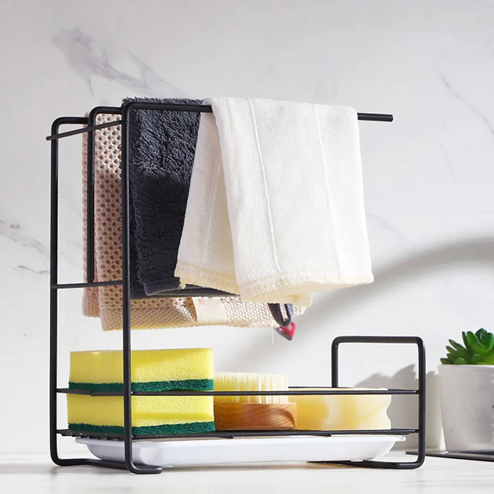 

Kitchen Storage Draining Rack Countertop Organizer Brush Wall Mount Drying Holder Gloves Shelf Kitchen Gadgets Accessories Tool