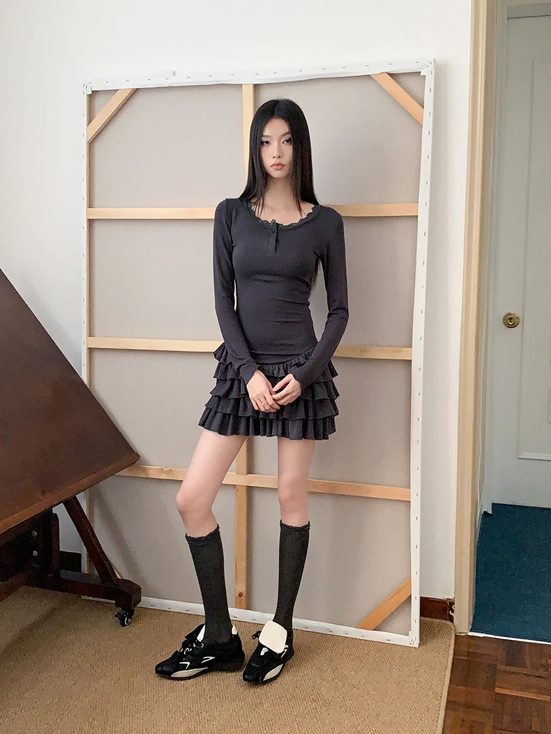 Осенне-зимнее женское балетное платье Shoujo для девочек с длинными рукавами