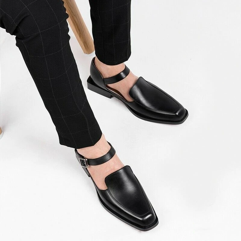 

New Black Casual Business Men Shoes Buckle Strap Round Toe Sandals Shoes for Men with Free Shipping Size 38-44