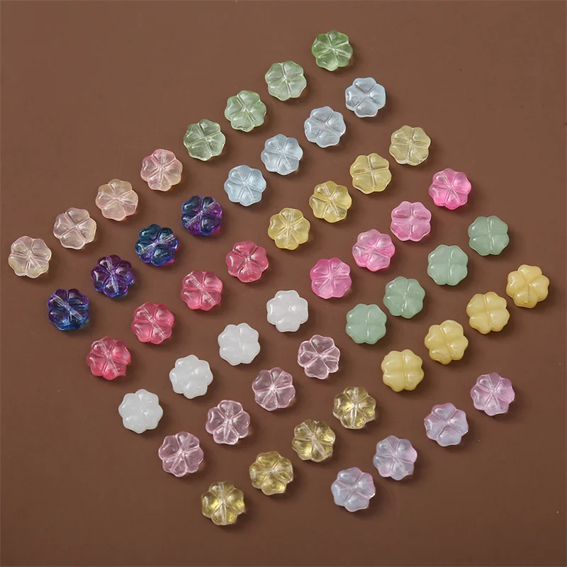 

30/50pcs 10mm Four-leaf Clover Shape Lampwork Beads For Jewelry Making Loose Spacer Glass Beads DIY Bracelet Necklace Wholesale