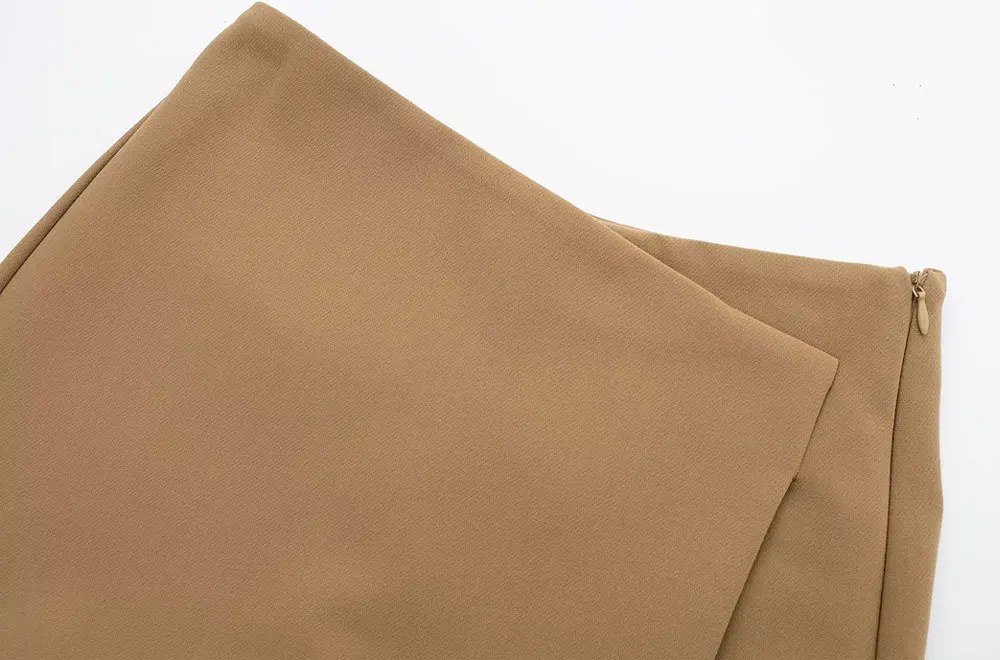 TRAF Women Fashion Pareo Style Asymmetric Shorts Skirts Vintage High Waist Side Zipper Female Skort Mujer Harajuku Street Skirt