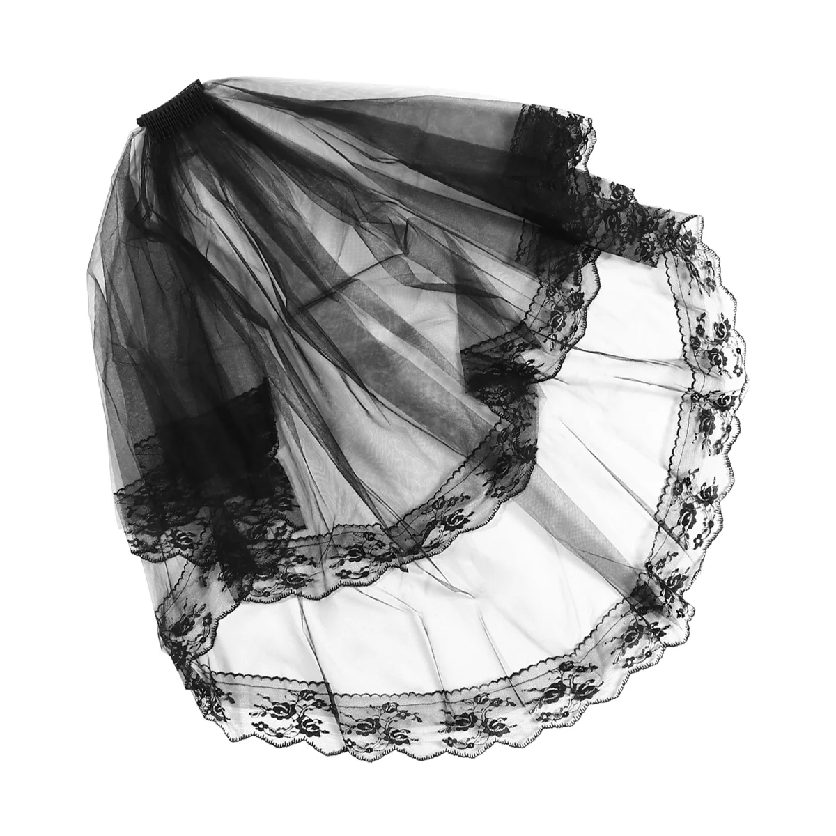 

Halloween Barrettes Comb Lace Two Layers Headdress Belt Face Cover Headband Veil Short White Wedding Simple Child