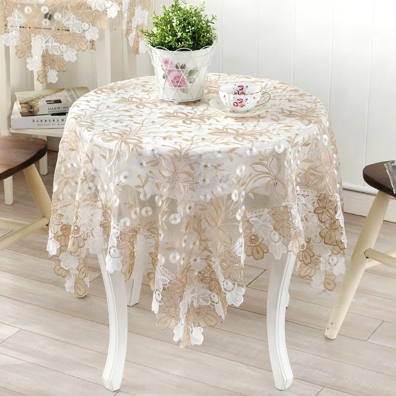 

Table Dining Manufacturer Direct Selling Tea Table Tablecloth European Lace Cloth Art Cover Bedside Glass Yarn Round