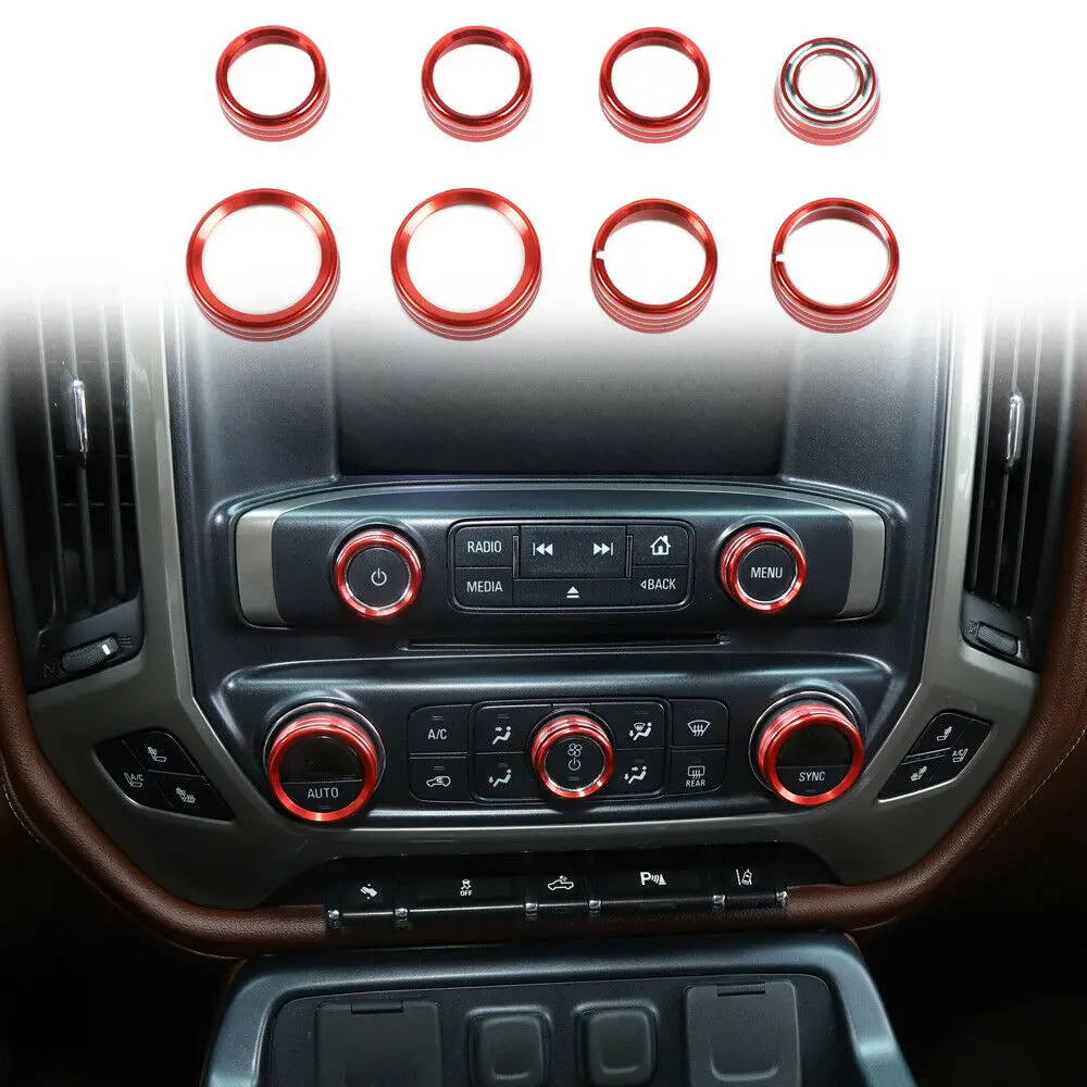 

Air Conditioner AUTO Switch CD Button Ring AC Knob Decor Cover Trim for Toyota Tacoma 2016-2020 Accessories