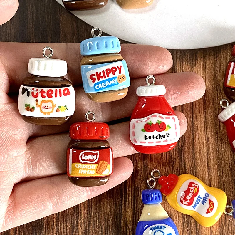 12 шт./упак. с плоской задней частью шоколадный хот-дог кетчуп смоляные подвески