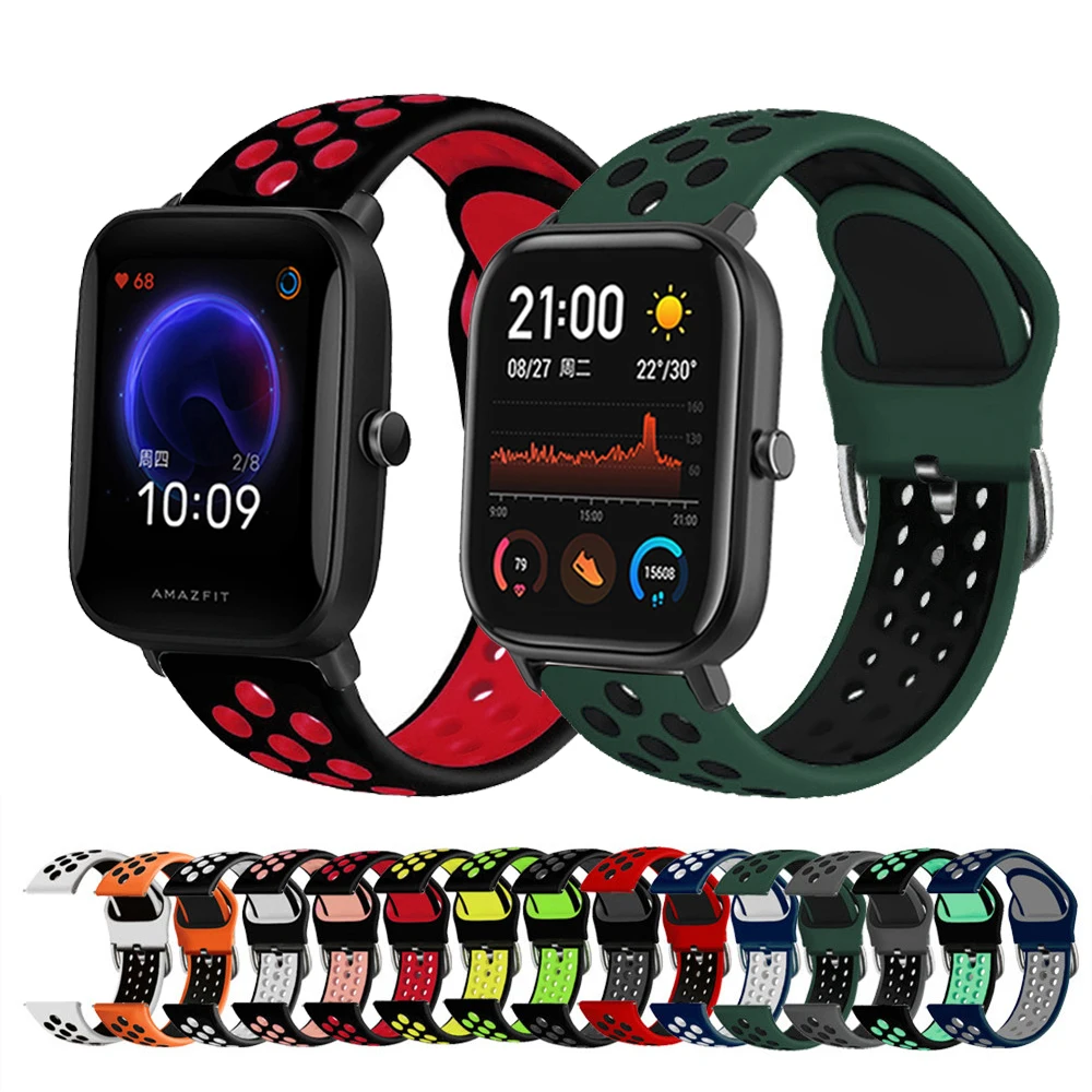

Ремешок силиконовый для смарт-часов Amazfit Bip/Bip S/Bip U Pro, спортивный браслет для Amazfit GTS 3 2 mini 2E, 20 мм